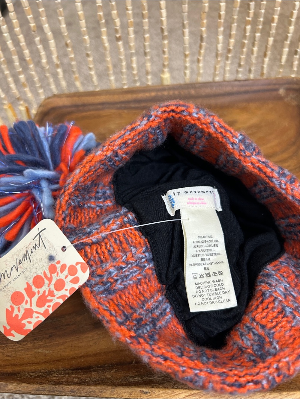 FP Movement by Free People Orange & Blue Pom Beanie - Picture 8 of 11